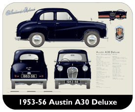 Austin A30 4 door Deluxe 1953-56 Place Mat, Small
